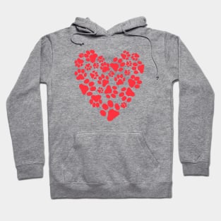 Dog or Cats Paw Prints Heart | Pet Lover Valentine Hoodie